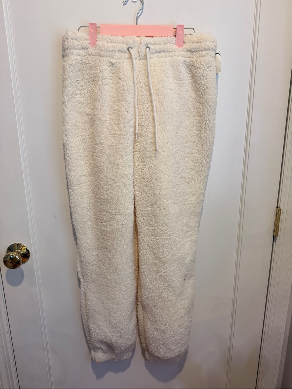 Plush Cream Sherpa Jogger Pants for Women